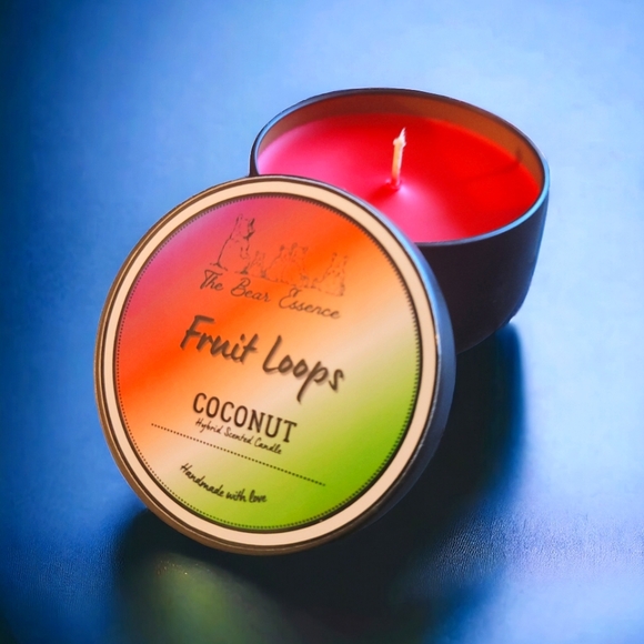 Handmade Coconut Hybrid Scented Candle- Fruit Loops - Picture 1 of 2